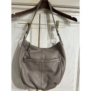The Sak Gray Leather Hobo Shoulder Bag Purse *see Pics For Strap Ring Damage*